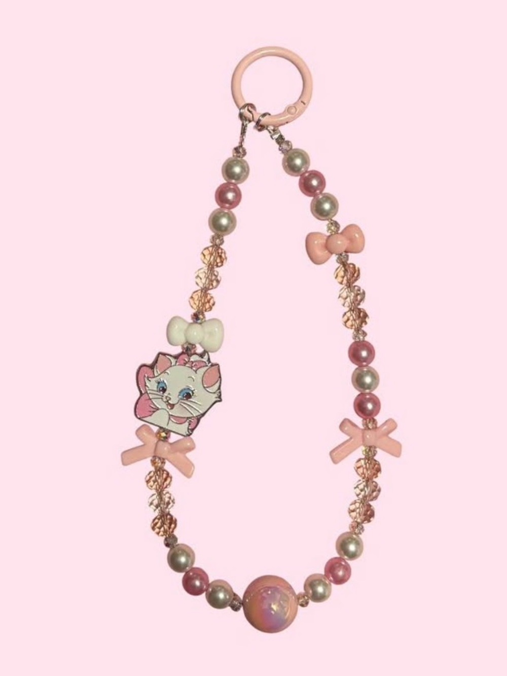 Disney Aristocrats Marie Beaded Bag, Keychain or Phone Charm with Bow Accents